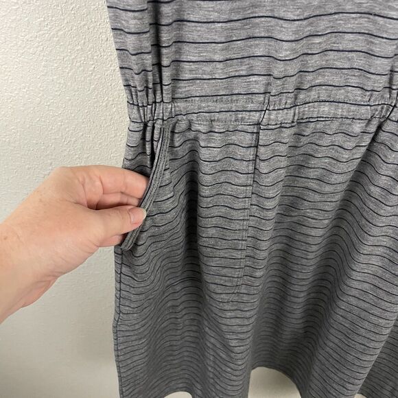 Toad & Co Womens M Gray Striped Swifty Short Sleeve Dress - Picture 6 of 7